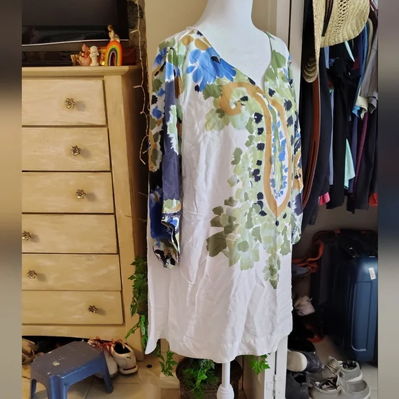 Soft Surroundings Floral V-Neck Women's Tunic Boho Size 2XL - Picture 3 of 8